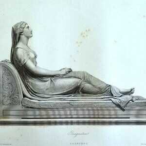 Resignation 1834 Engraving Chantrey Victorian Beautiful Woman Art DWBB3